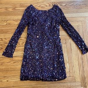 Aidan Mattox Cocktail Sequin Dress Long Sleeve